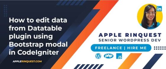 How to edit data from Datatable plugin using Bootstrap modal in CodeIgniter